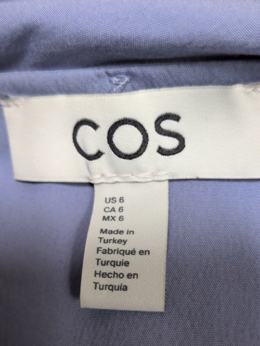COS Blue Funnel Neck Relaxed Fit Tunic Top - Picture 10 of 11